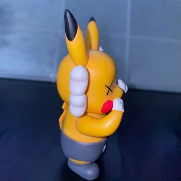 Takara Tomy Anime Kawaii Pokemon Brand KAWS Pikachu Yellow Version Doll Model - Picture 4 of 6